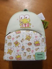 Loungefly Sanrio Keroppi Green Gingham Snacks & Beverages Mini Backpack Bookbag
