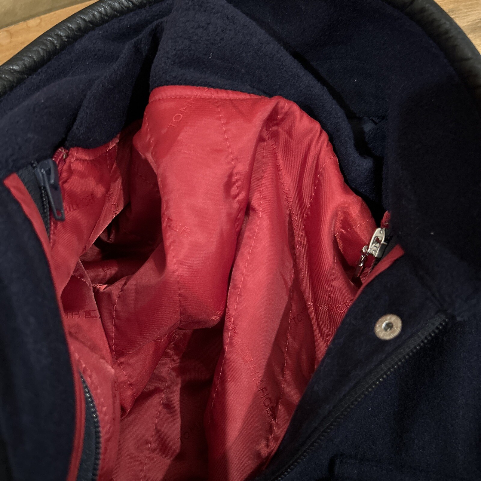 Tommy Hilfiger Y2K Navy Blue Wool Belted Lined Military Moto Coat Jacket Women M thumbnail 5