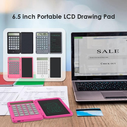 Notepad For w/ Foldable LCD Handwriting Tablet 12Digit For Of Calculator N9N4 - Afbeelding 2 van 15