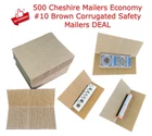 500 Cheshire #10 Economy Corrugated Safety Mailers Foldable 7.5x9 For Coin/Slabs