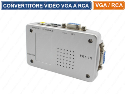 Convertitore Da S-Video/RCA A VGA - Adattatore Per Telecamere, PC E Convertitore Da S-Video/RCA A VGA - Adattatore Per Telecamere, PC E