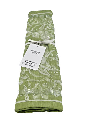 Williams Sonoma Spring Jacquard Table Runner Green 16 x 108 Inches