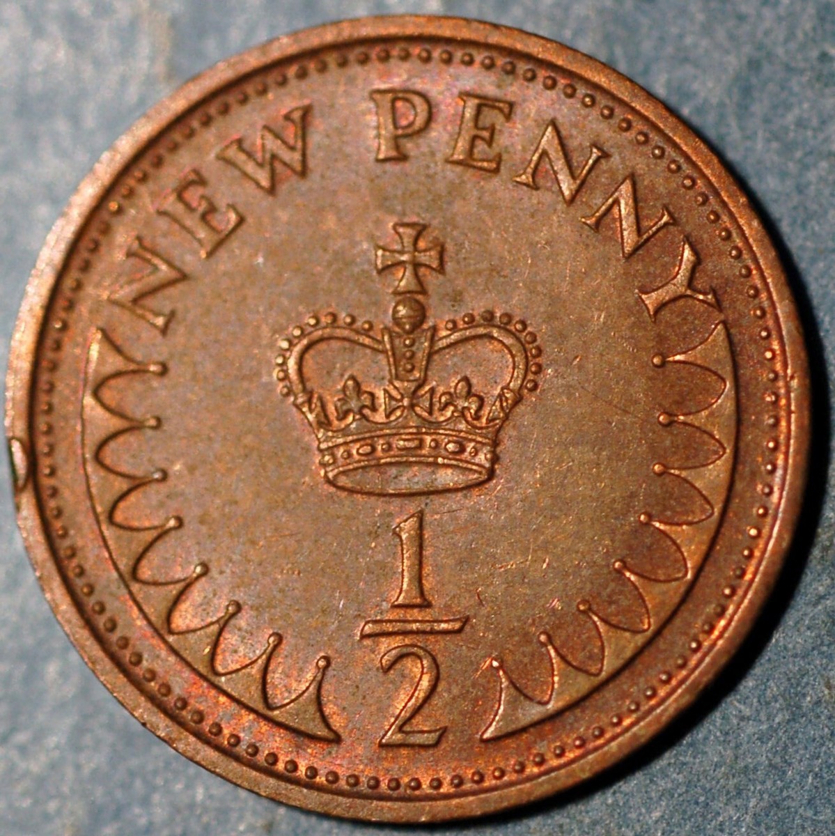 United Kingdom 1/2 New Penny 1971 Elizabeth II 2nd portrait KM