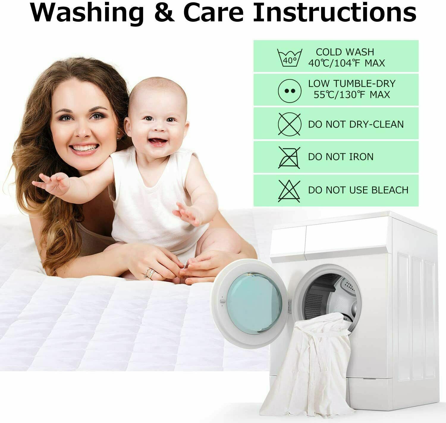 Hypoallergenic Cooling Gel Memory Foam Mattress+Protector Waterproof