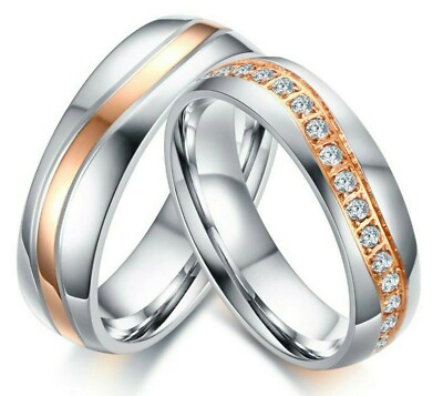 Fedine Fidanzamento Uomo Donna Coppia Anelli Fedi Acciaio Argento