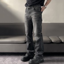 Jeans Bell Bottom Stretch Da Uomo Slim Fit Vintage Lungo In Denim