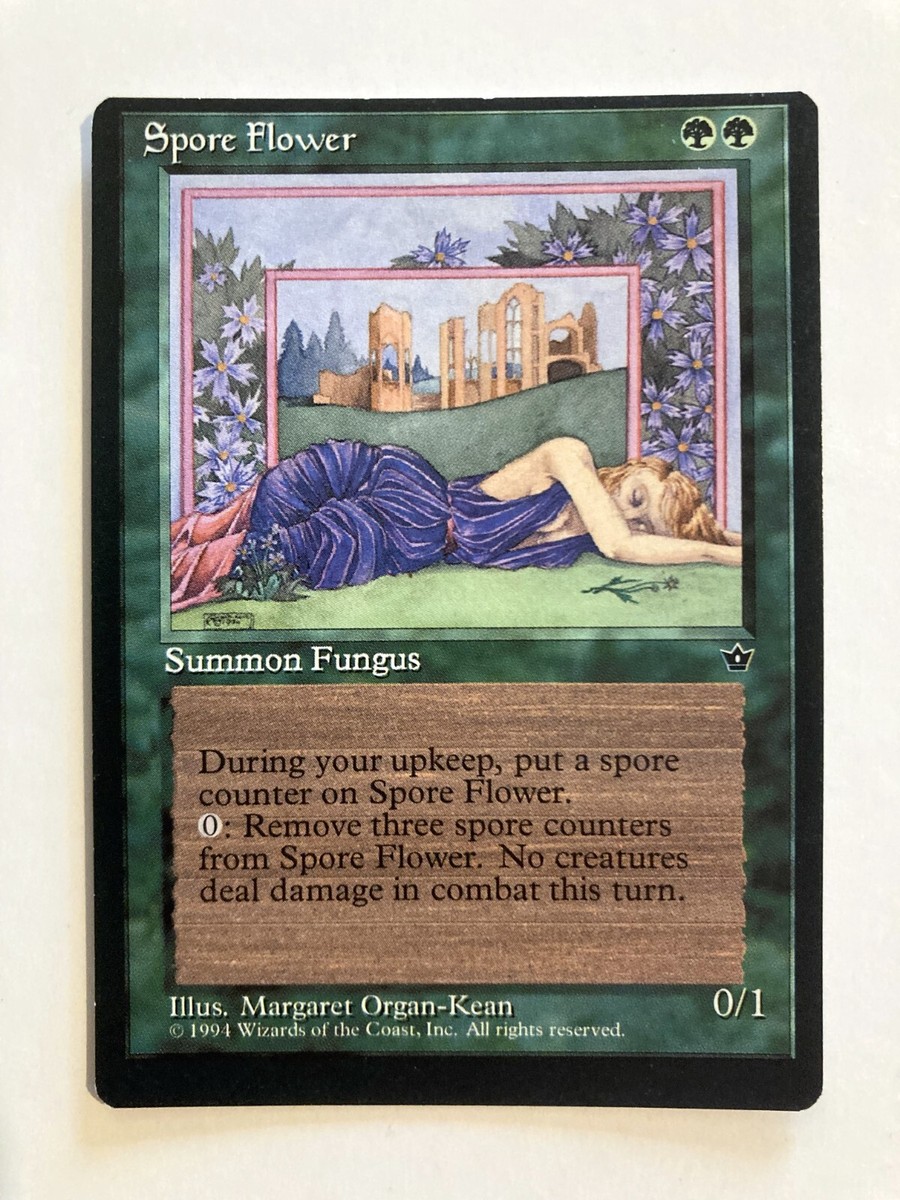 Spore Flower Fallen Empires LP (miscut misprint off center) MTG