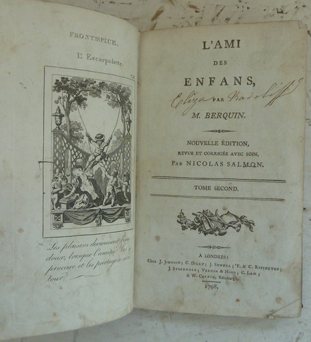 Antiquarian Book 1798 L'Ami des Enfans Tome 2 Berquin Engravings Leather Child