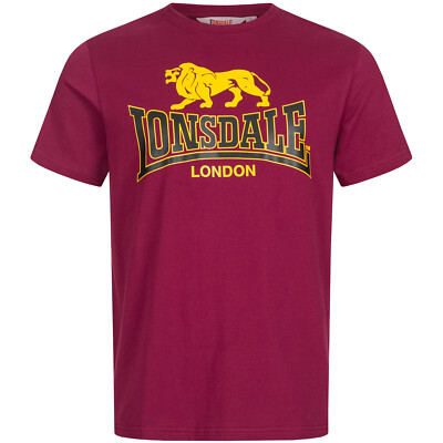 Lonsdale T-Shirt Classic Logo Black Oxblood Blue 100% Cotton Regular Fit Hemd