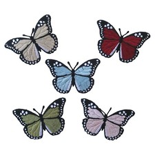 Pink Red Sage Blue Monarch Butterfly 1-7/8"x1-1/4" Iron On Patch Sold by 2 pcs