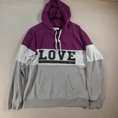 Bobbie Brooks Hoodie Womens XL Pullover Purple and Gray ''LOVE''  Polycotton