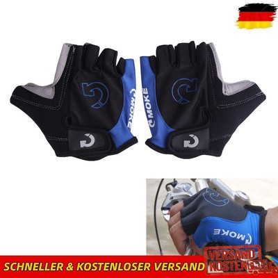Mode Radfahren Fahrrad Motorrad Sport Gel Halbfinger Handschuhe Blau Sz XL