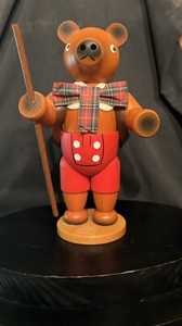 Holzkunst Christian Ulbricht Hiking Bear Wooden Incense Smoker West Germany