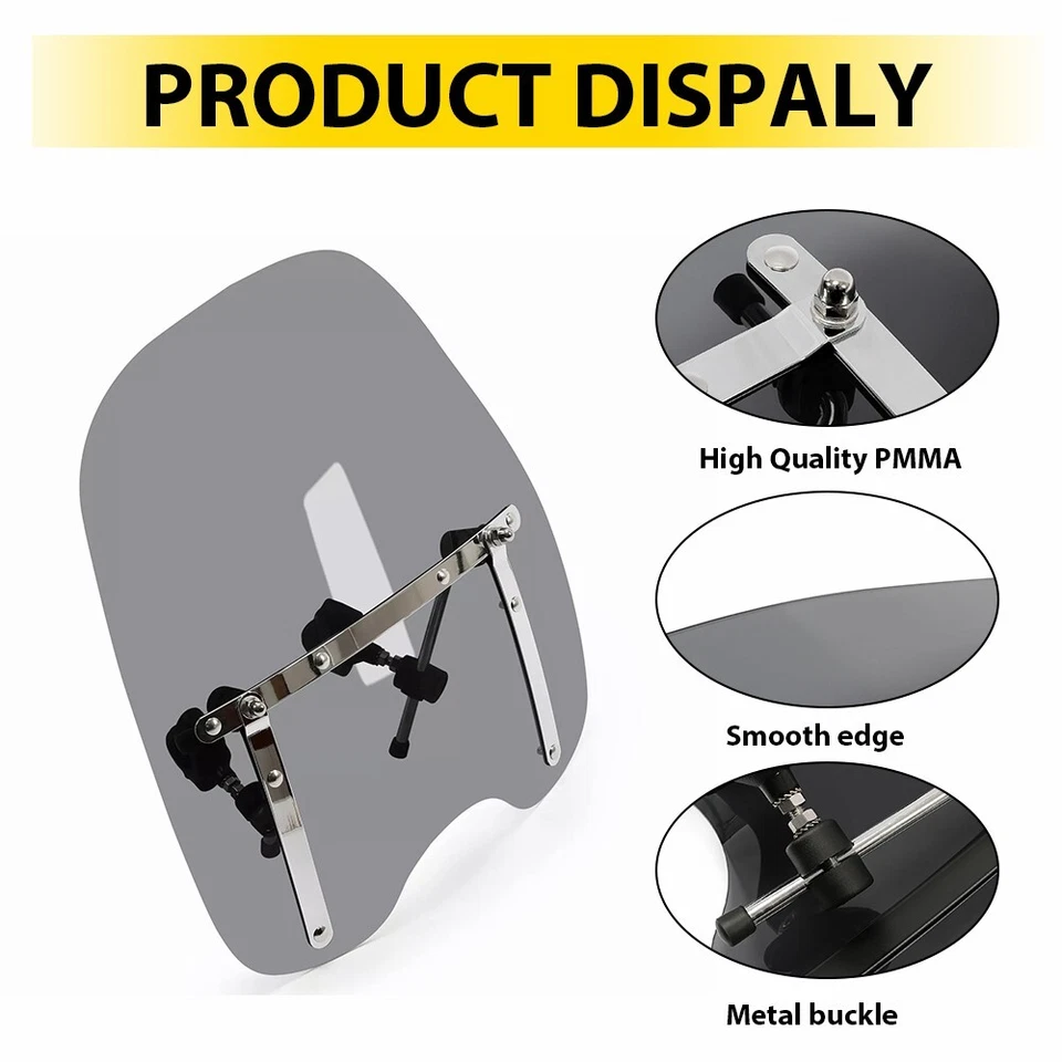 Parabrisas 7/8" 1" Manillar Para Yamaha Virago XV 1000 750 535 500 250 19"x17" Foto 3 de 4