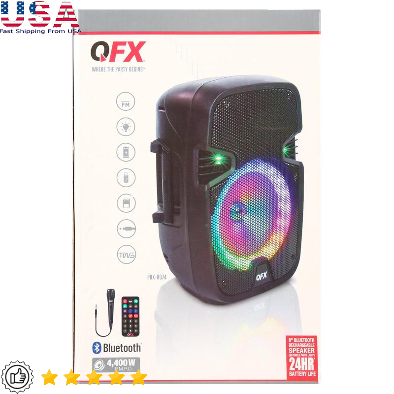 Portable Bluetooth Speaker with LED Lights Rechargeable Mic Remote New