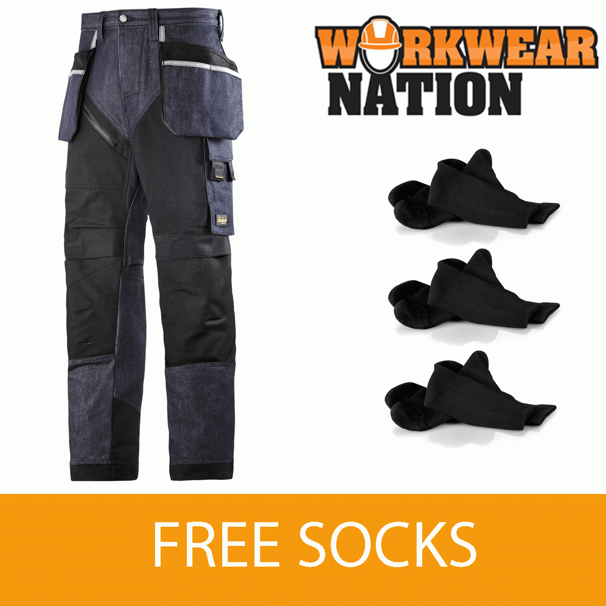 6205 ruffwork, Nero Cordura ® Lavoro Pantaloni + Fondina Tasche Gratis Calze 6205 ruffwork, Nero Cordura ® Lavoro Pantaloni + Fondina Tasche Gratis Calze