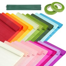 72Pcs Crepe Paper Flower DIY Kits 20 Colors Crepe Paper Rolls 8.2ft Long 9.84...
