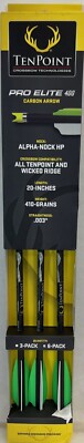 TENPOINT PRO ELITE 400 CARBON ARROWS, 20'', W/ALPHA-NOCKS .003'' QTY 6 -FREE S/H