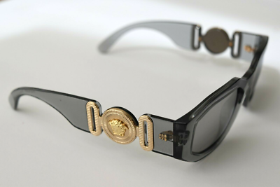 VERSACE ヴェルサーチ レクタンギュラー サングラス Grey/Gold Versace Authentic Translucent Gray Gold 4361 311/6G 53-18