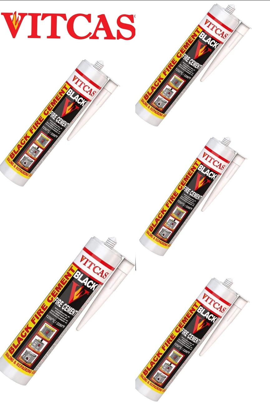 Vitcas Black Fire Cement Heat Resistant to 1250 °C for Fireplace, Stove