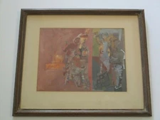 VINTAGE MID CENTURY PAINTING MYSTERY CUBIST CUBISM EXPRESSIONISM FIGURES BAND