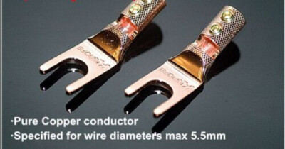 4x hifi Speaker Cable Spade Connector Pure Copper Terminal Plug