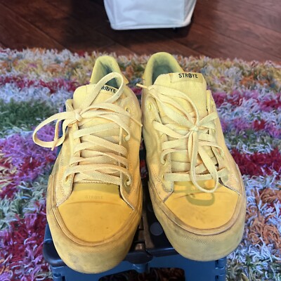 STRAYE Stanley Trippy Smiles Yellow Skate Shoes Lowtop Unisex Men Size 10  RARE