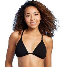 Shade  Shore Women's Size Medium 8-10 Ribbed Triangle Bikini Top Black
