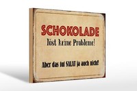 Holzschild Spruch 30X20Cm Schokolade LöSt Keine Probleme Deko Schild Wooden Sign