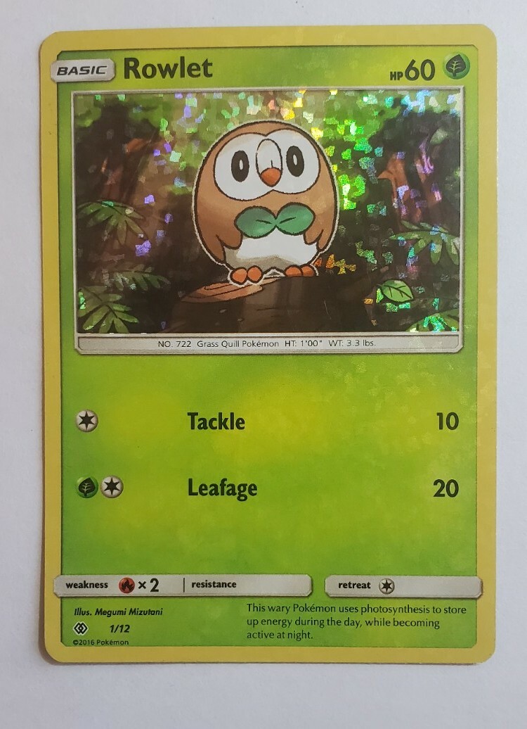 ROWLET HOLO RARE 2016 MCDONALDS 1/12 PROMO POKEMON CARD - NM