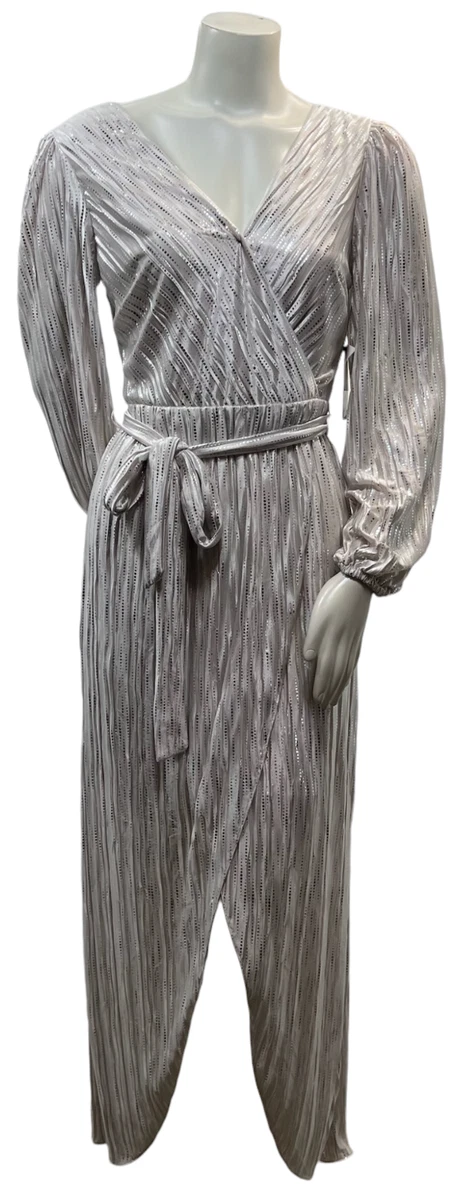 guess metallic-striped faux-wrap maxi dress Guess Metallic-Striped Faux-Wrap Maxi Dress