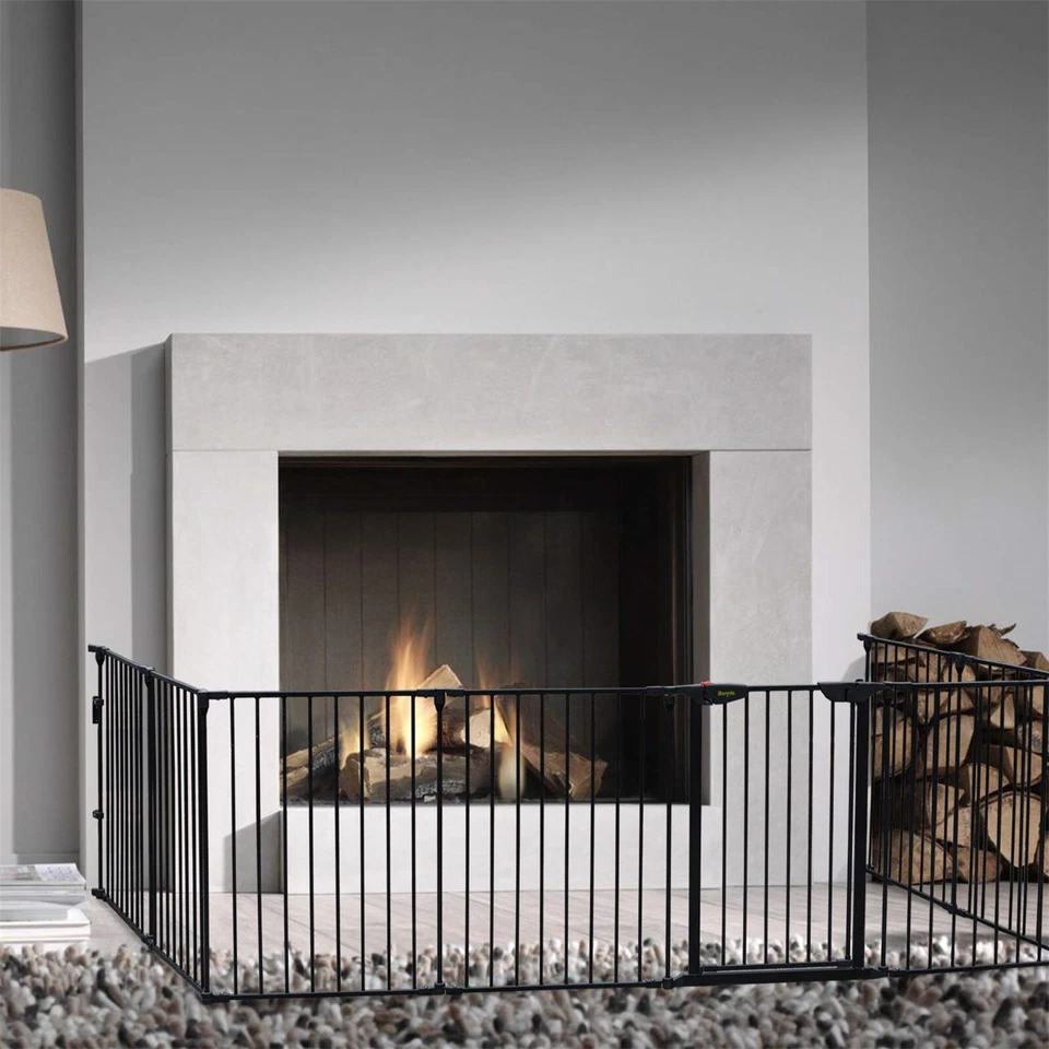 Puerta para bebé de 152"" 200 pulgadas de ancho con puerta de metal corralito de seguridad valla para chimenea para mascotas Foto 2 de 4