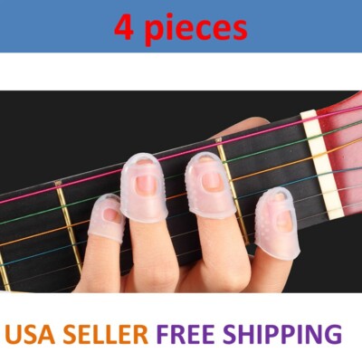 4 Pcs Guitar Bass Silicone Finger Picks Protector Plectrum Guitar Anti ...