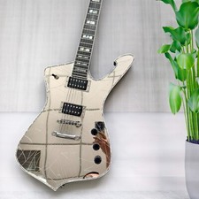 Ibanez Iceman-Style Chitarra Elettrica, Silver Crackle Finitura Specchio Blocco Intarsi