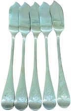 Silver Fish Knife French Navy 8.5" Metal Blanc VTG 1950s Made In France Set Of 5