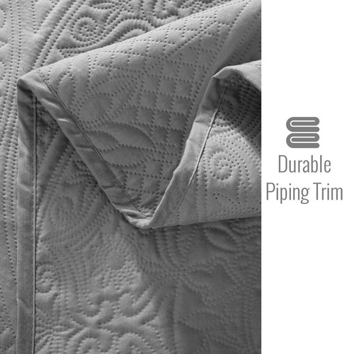 Quilted Bedspread 3 Piece Reversible Queen King Size Coverlet Embossed Bed Throw - Picture 39 of 133