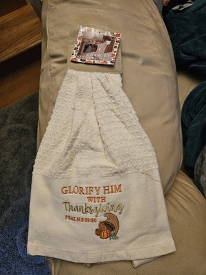 Set Of 2 Hanging Kitchen Towel Set. Thanksgiving. Inspirational 