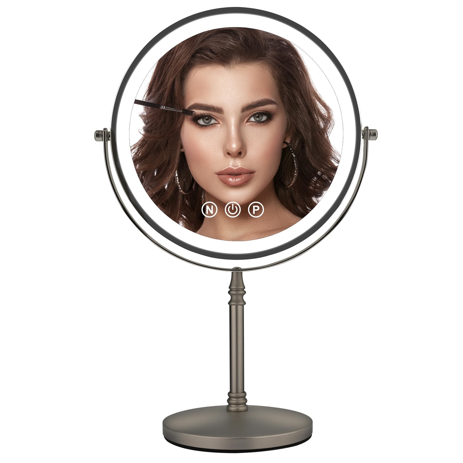 9 Inch Large Lighted Makeup Mirror with 1X 10X Magnification and 3 Color Modes  