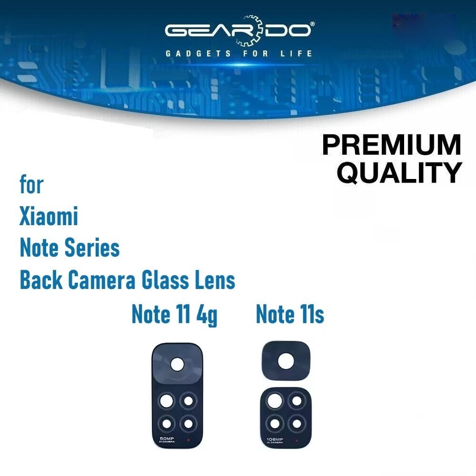 GEARDO Camera Lens for Xiaomi Redmi Note 11 | Note 11s Back Rear Glass + Adhesive