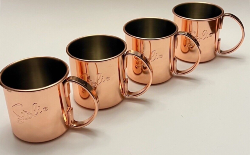 NEW - Set (4) Stoli Vodka 12 oz. Stainless Copper Moscow Mule Mugs