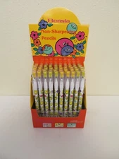 NOS Lot of 50 Vintage Bensia Non-Sharpening Pop A Point Pencils SMILE Pattern