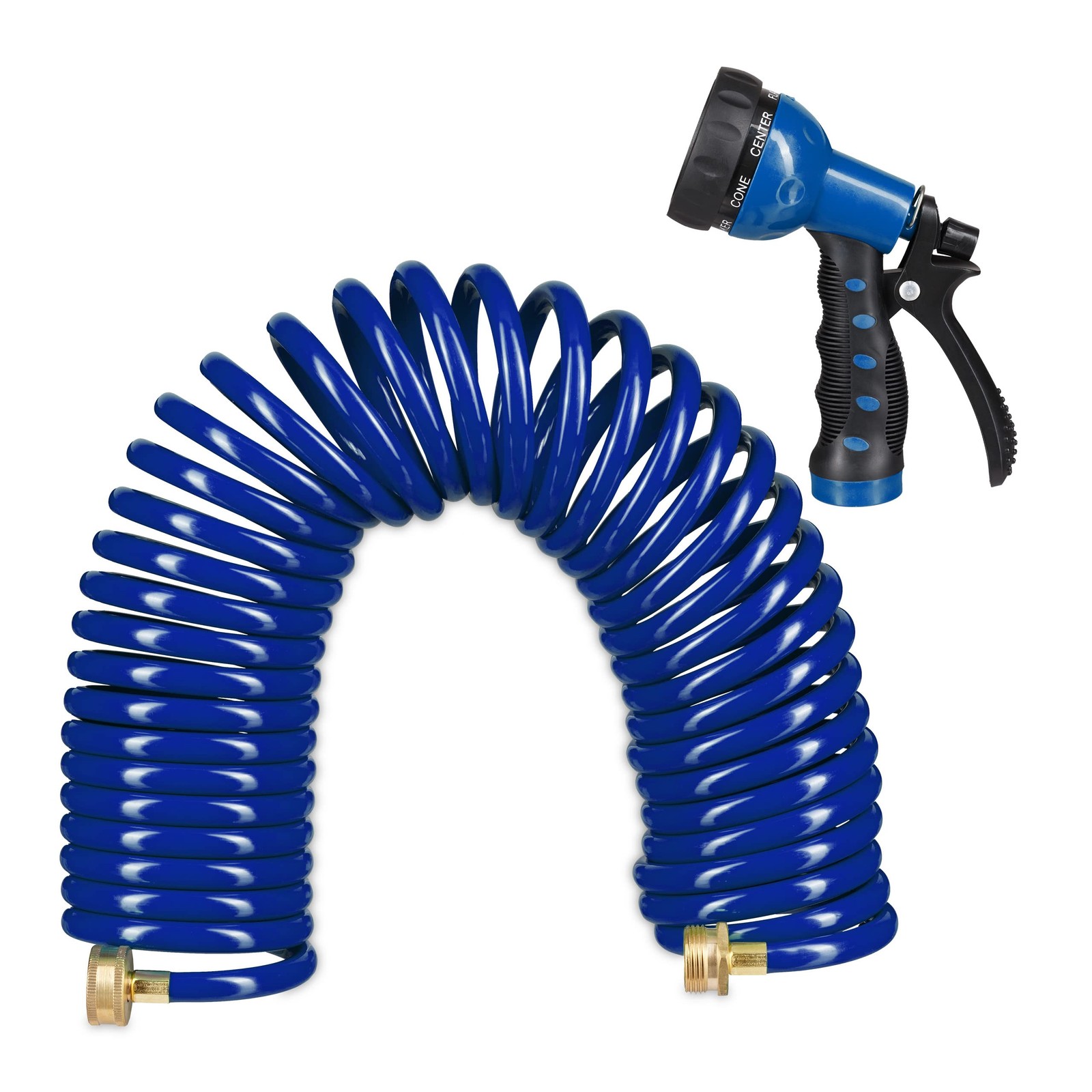 Kit Irrigazione Relaxdays 10m | Tubo a Spirale con Pistola 7 Funzioni