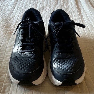 Hoka One One Bondi SR Wide Men's NAVY  White Leather Nursing School Shoes  US 10