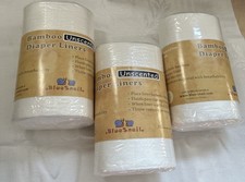 3 Rolls Blue Snail Bamboo Diaper Liners Unscented 12 x 7 100 Sheets/Roll NIP