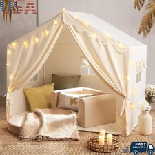 Spacious Kids Play Tent W/ Magical Star Lights & Comfortable Padded Mat New