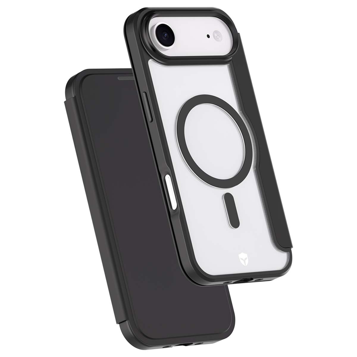 Étui portefeuille magnétique iPhone Air antichoc 2m en cuir noir chic