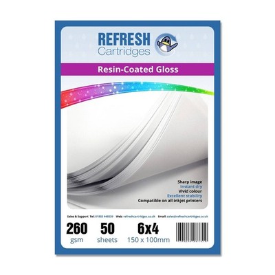 Refresh Patronen Glossy Resin Coated 6x4'' (150 x 100mm) Professional Inkjet Ph