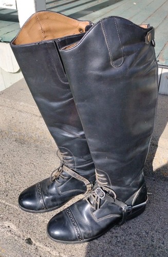 Devon Aire Camden Damengröße 8. Hohe Lederreitstiefel schwarz humane Sporen - Bild 1 von 22