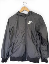 Nike Jacket Youth Large Black Hooded Full Zip Windrunner Track Pockets