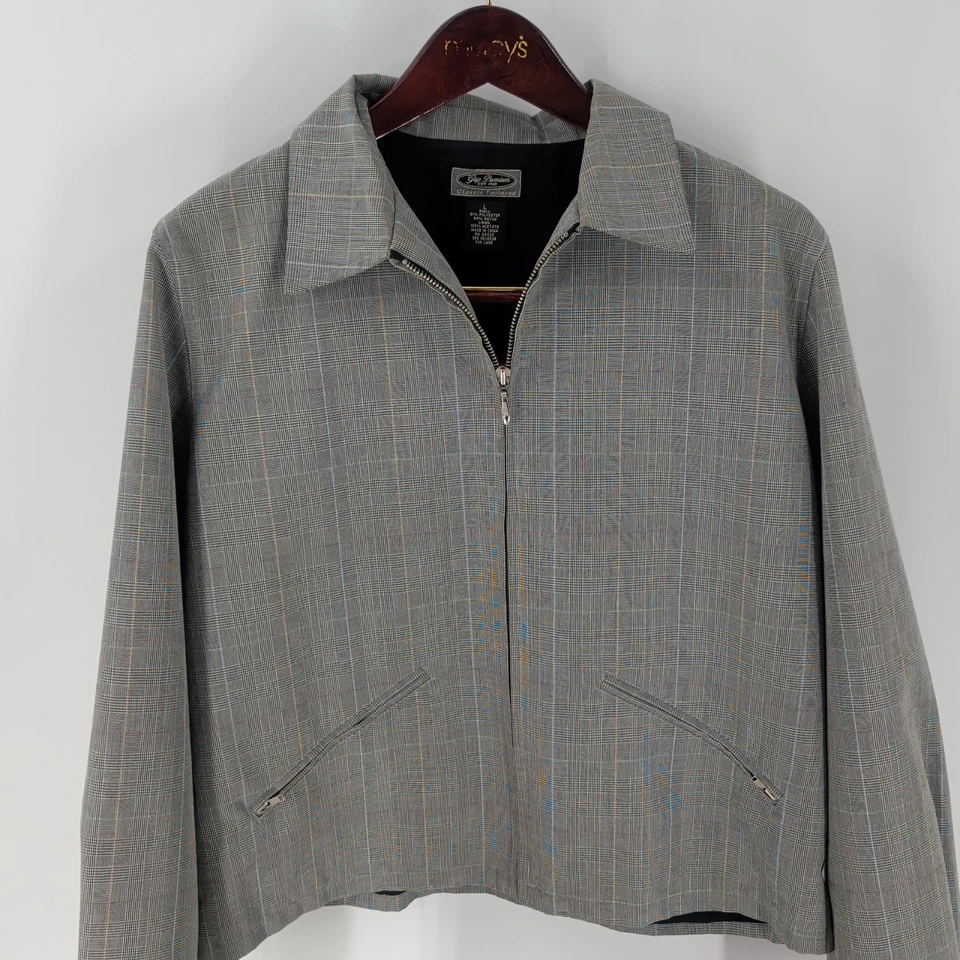 Винтажная классическая куртка на молнии 90-х Gap Premium в клетку на заказ серая размер L - Изображение 2 из 4